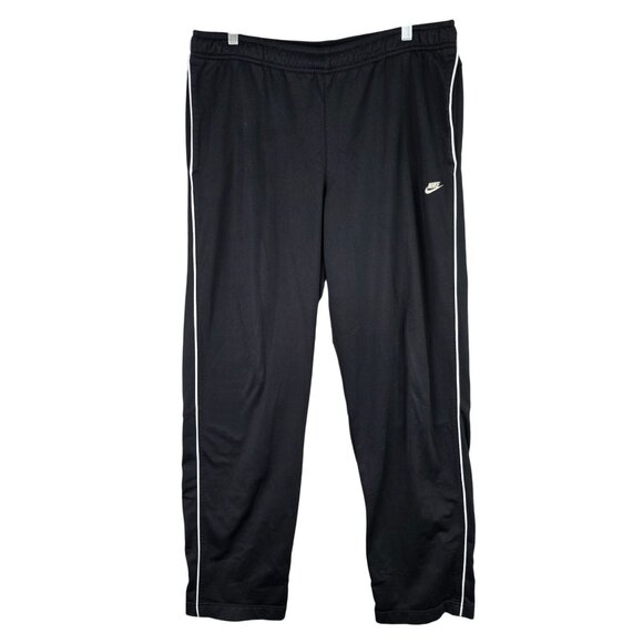 Mens Nike Black Track Pants White Side Piping & Zippers 100% Polyester Size XL - Picture 1 of 10
